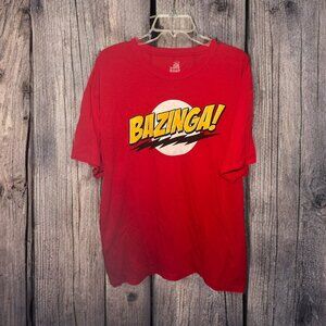 BAZINGA THE BIG BANG THEORY Sheldon Red T-SHIRT‎ Men's SIZE XL